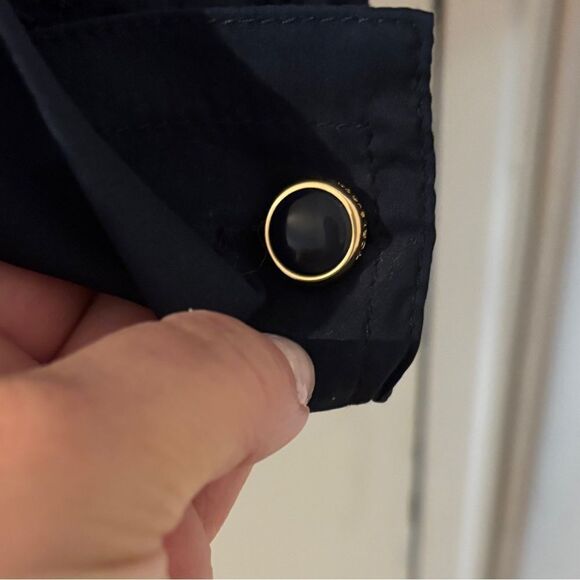 Tory Burch navy blue Liam eyelet sleeve button down top size 10 - Picture 9 of 11